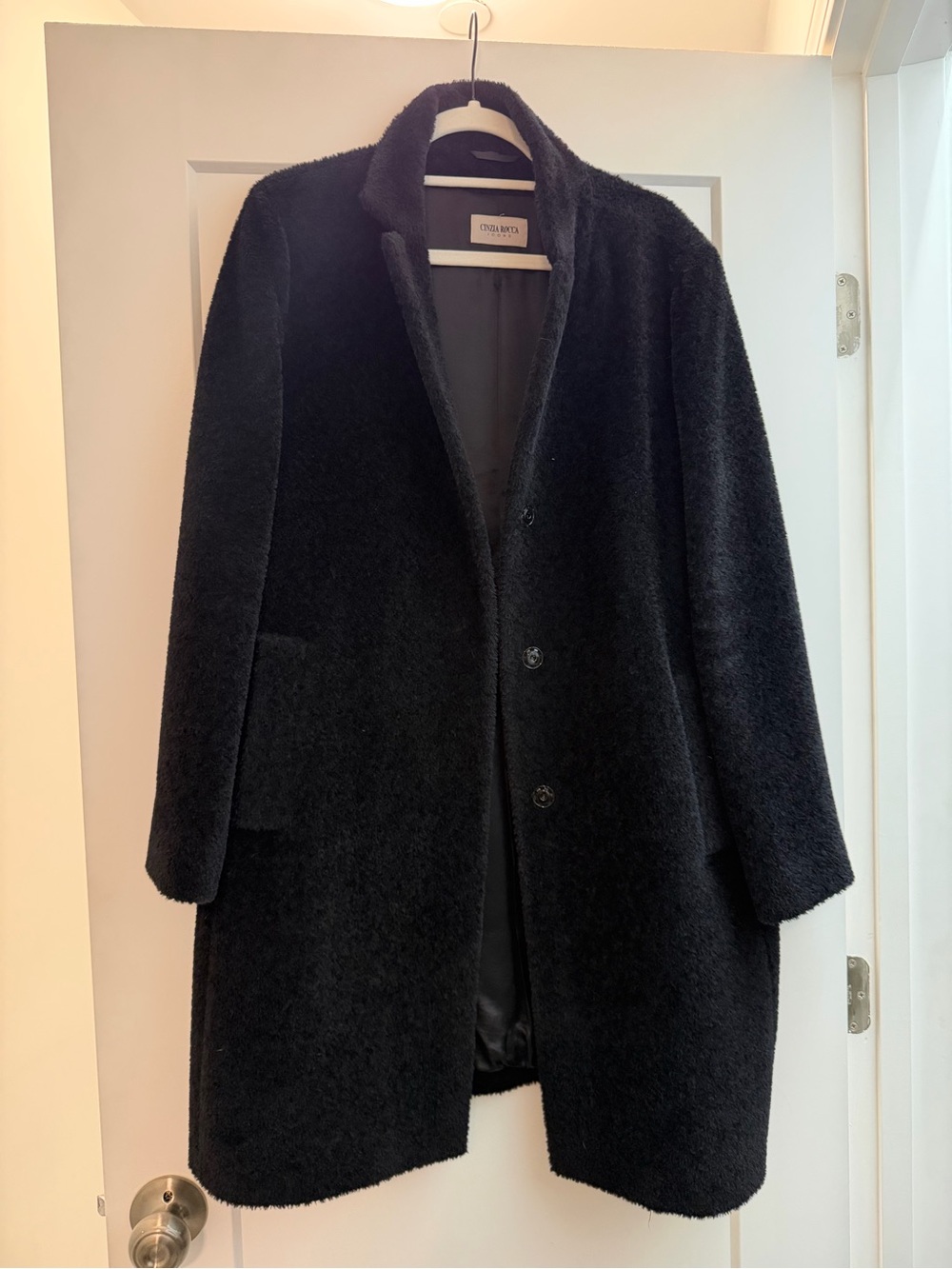 Natural Black Wool Blend Coat